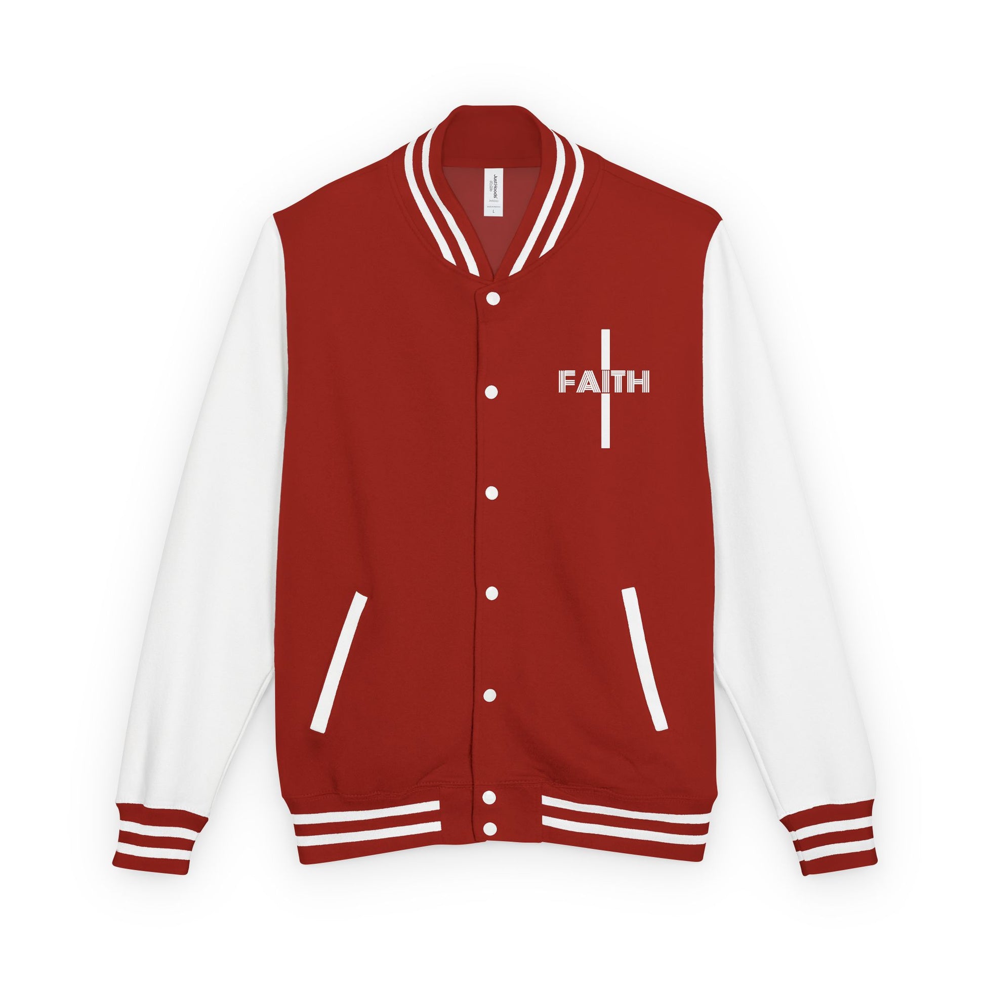 Unisex Heavyweight Letterman Jacket, Faith-based Jacket, Vintage Style Sports Jacket, College Spirit Wear, Casual Outwear, Gifts for Sports Lovers, Fall Fashion