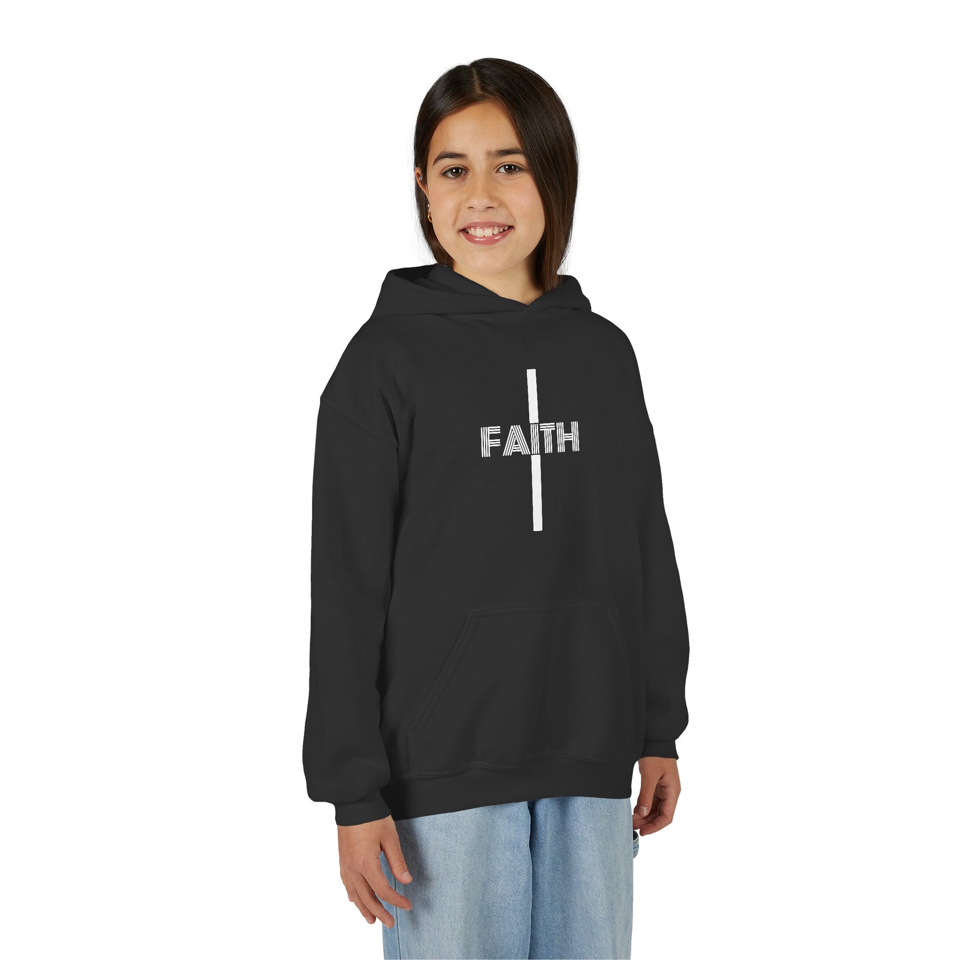 Faith Hooded Sweatshirt for Youth, Inspirational Sweatshirt, Cozy Hoodie, Youth Pullover, Perfect Gift for Teens, Faith Apparel