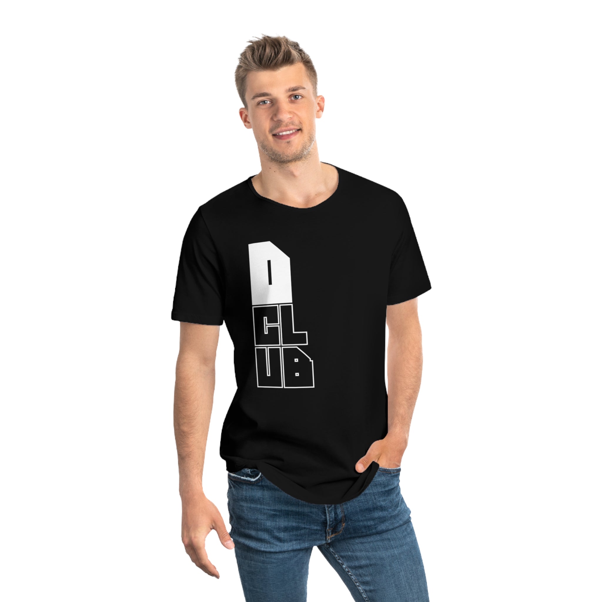 Men's Curved Hem Tee - Stylish Graphic Tee, D Club T-shirt, Casual Wear, Trendy Fashion, Streetwear Essential, Gift for Him