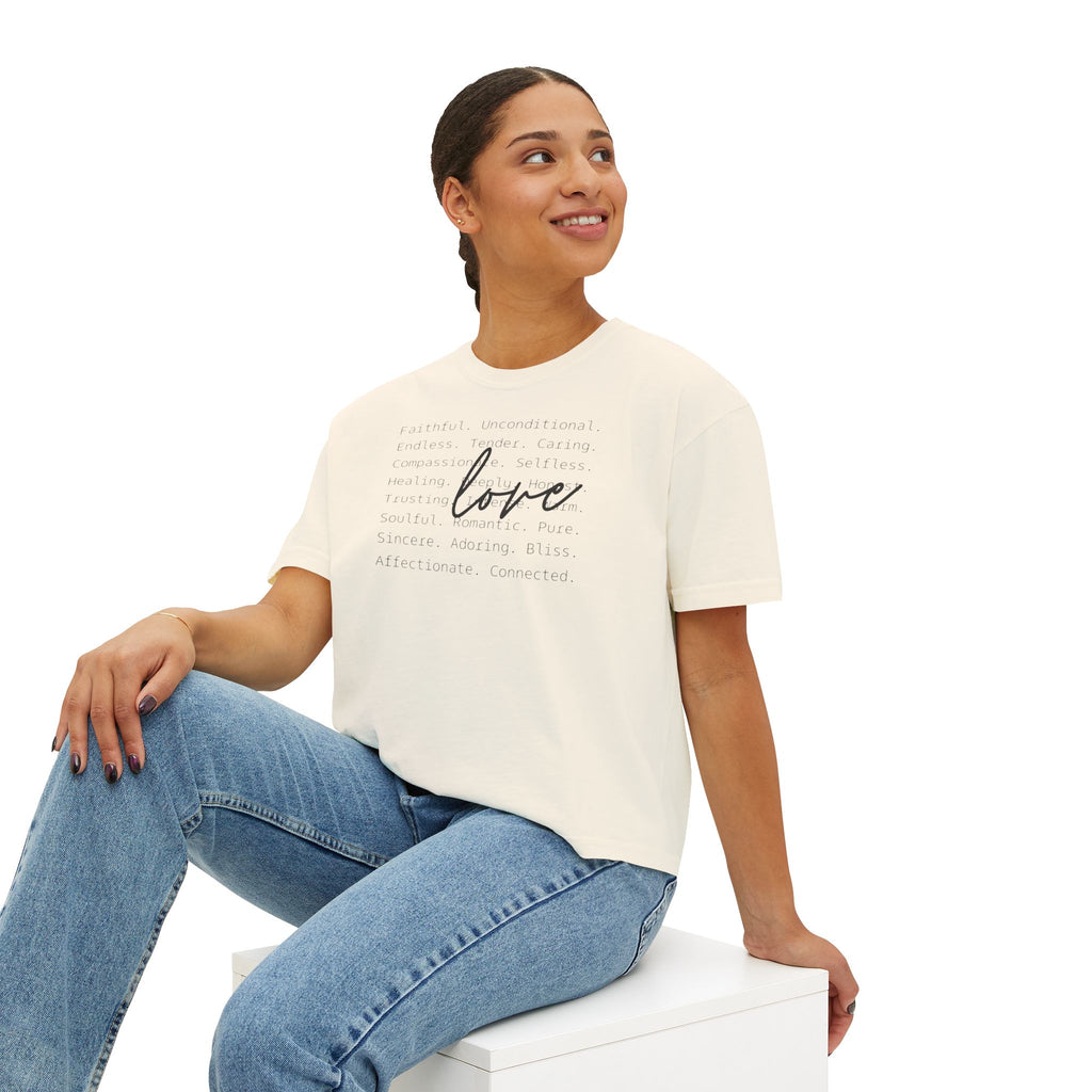 Women's Boxy Love Tee | Affirmation Top, Self-Care Gift, Cozy Casual Wear, Birthday Gift, Positive Vibes