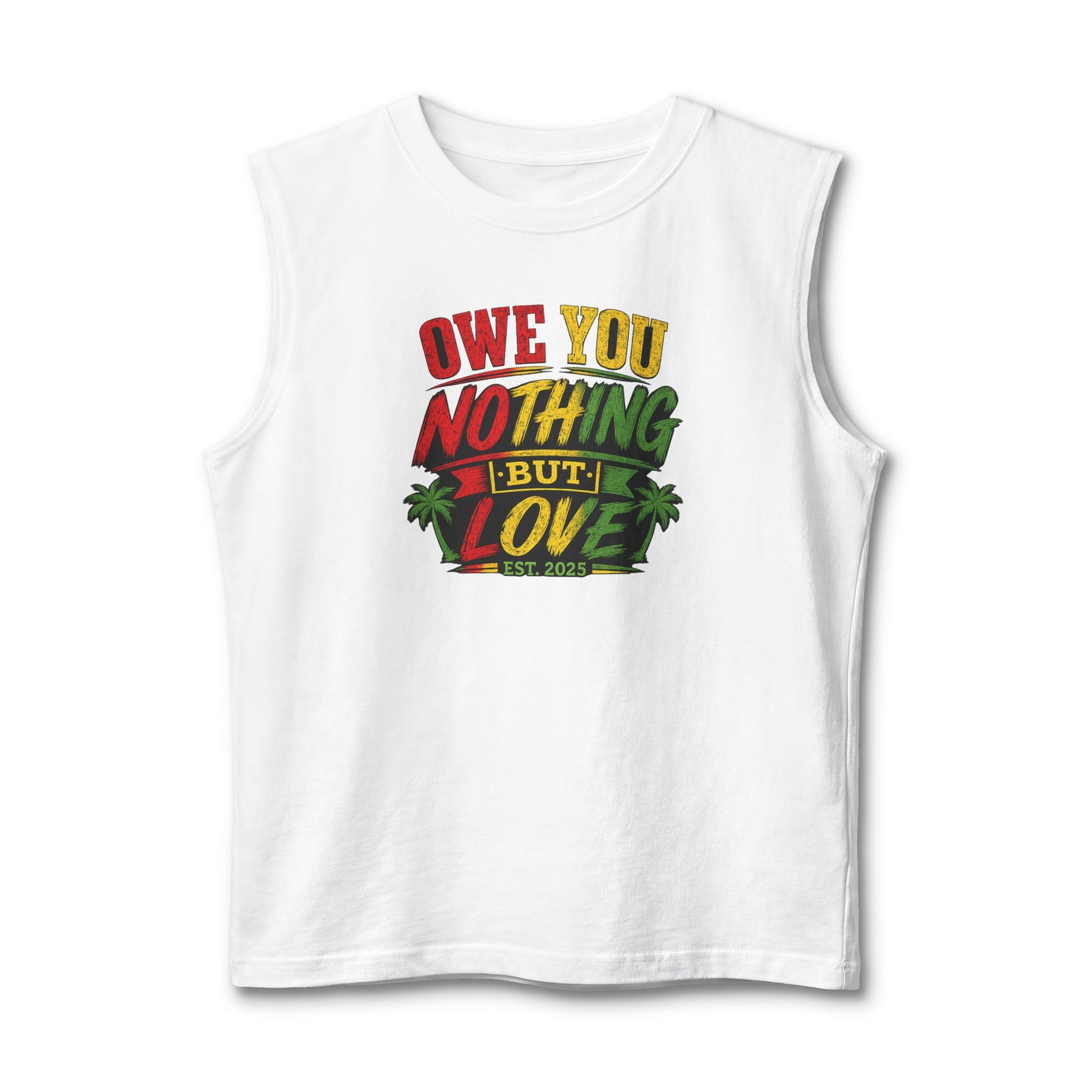 Nothing But Love Muscle Tank — Rasta Palm Graphic Sleeveless Tee