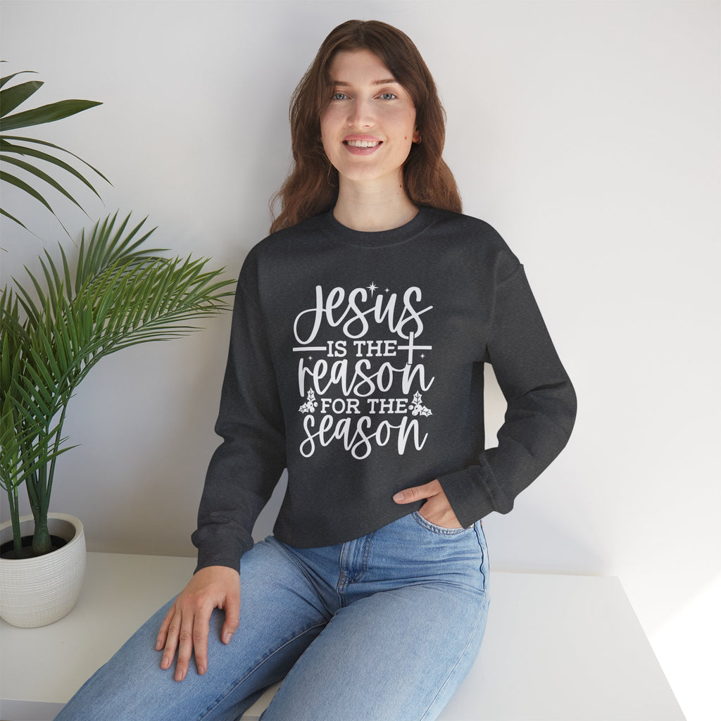 Jesus is the Reason for the Season, Christmas Crewneck Sweatshirt Fabric Knit Long Sleeve Winter Casual Soft Medium Length Hoodie for Men and Women