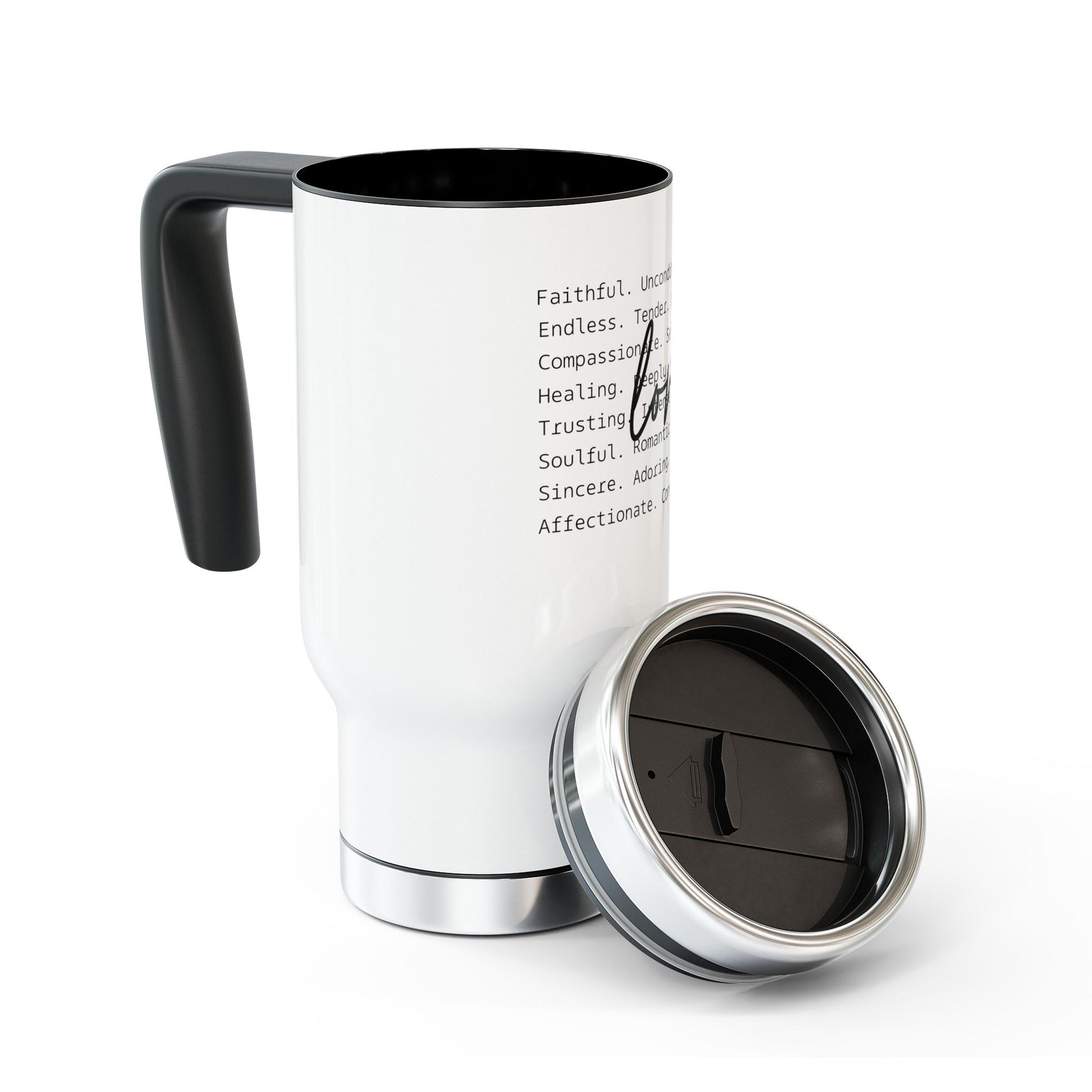 Customizable Heartfelt Stainless Steel Travel Mug, Inspirational Quotes, Perfect Gift for Spouses, Friends, Family, and Getaways