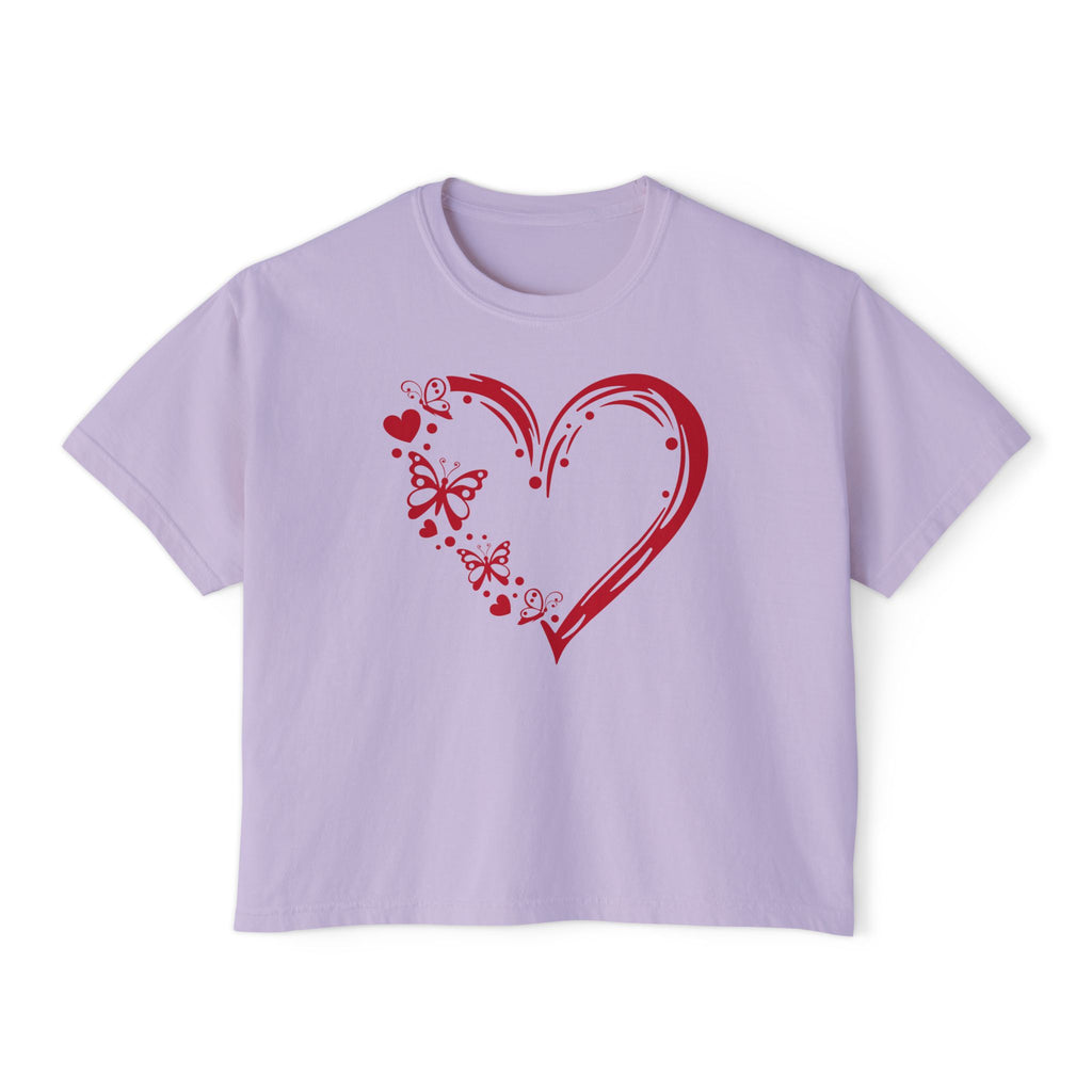 Valentine Red Butterfly Heart Women's Boxy Tee
