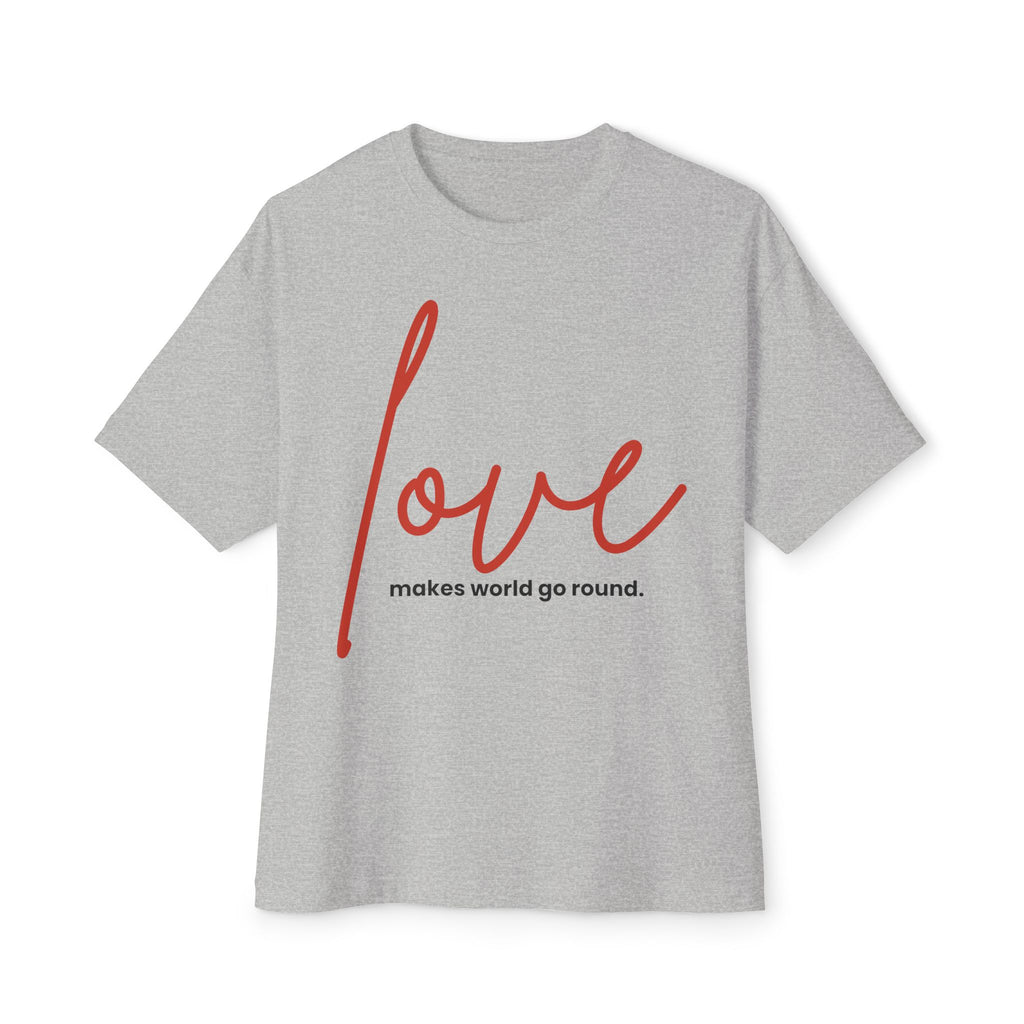 Love Makes The World Go Round Oversized Boxy Tee — Valentine's Day Shirt