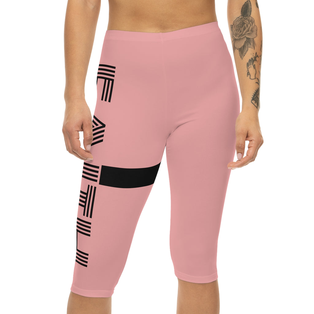 Faithful Stripe Capri Leggings — Bold Vertical 'FAITH' Yoga Pants