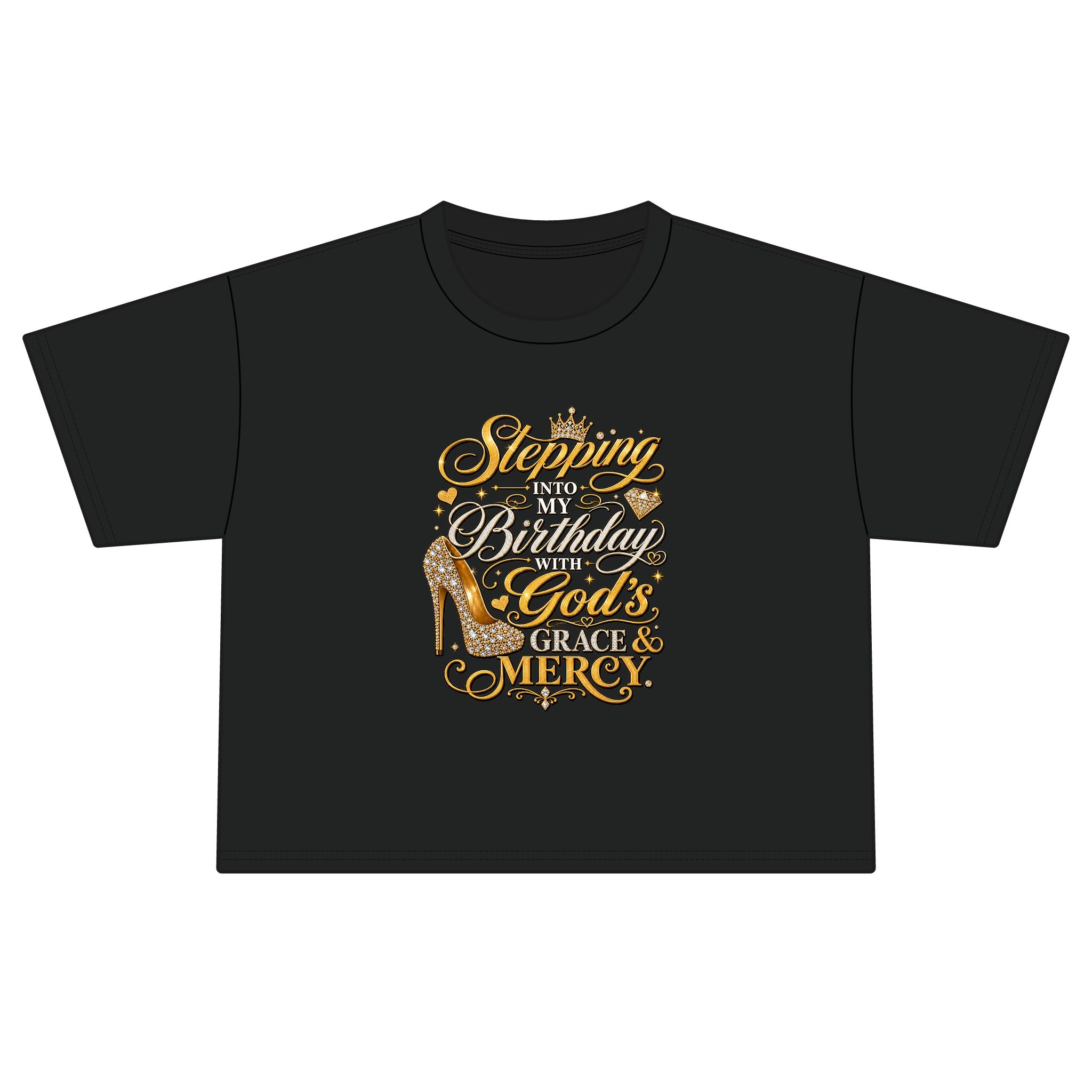 Birthday Gospel Tee — "Stepping into My Birthday with God's Mercy" Women's Boxy Tee