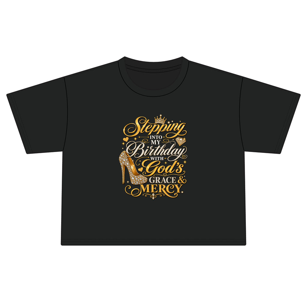 Birthday Gospel Tee — "Stepping into My Birthday with God's Mercy" Women's Boxy Tee