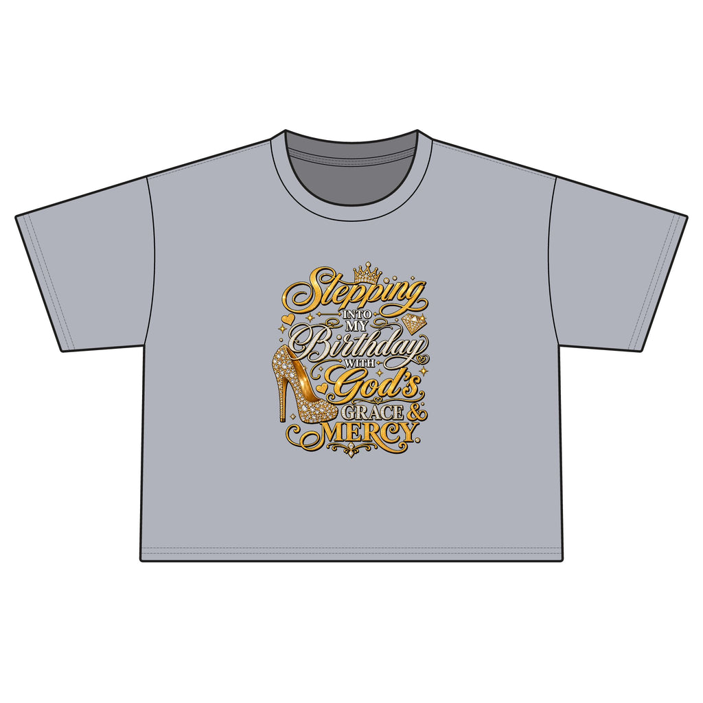 Birthday Gospel Tee — "Stepping into My Birthday with God's Mercy" Women's Boxy Tee