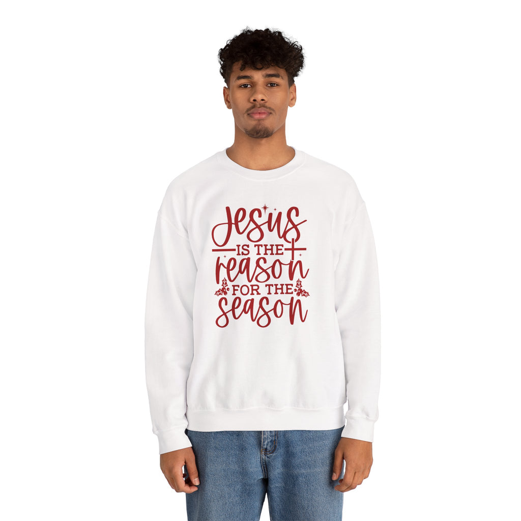 Jesus is the Reason for the Season, Christmas Crewneck Sweatshirt Fabric Knit Long Sleeve Winter Casual Soft Medium Length Hoodie for Men and Women