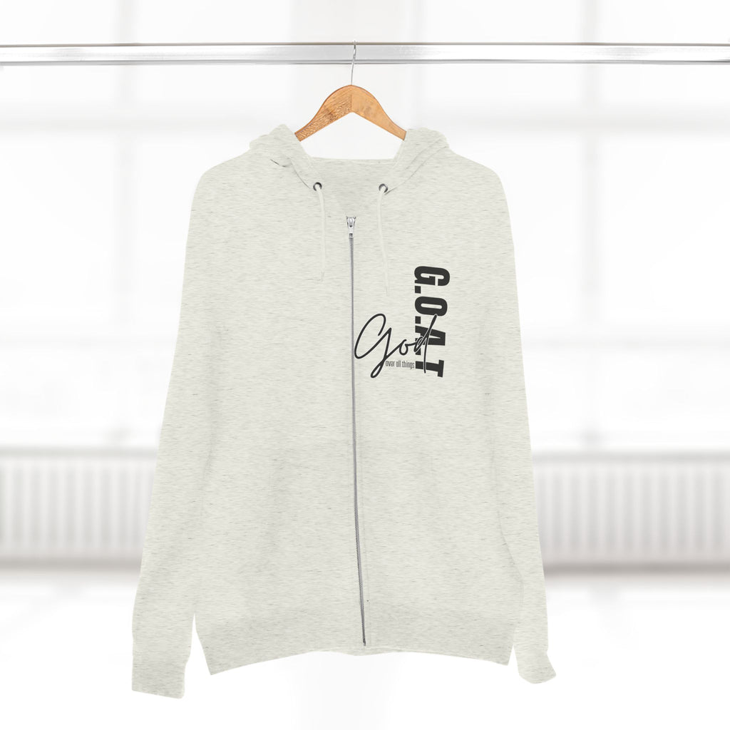 Zip Hoodie, Unisex Hoodie, Cozy Oversized Hoodie, Inspirational Apparel, Versatile Layering Piece, Gift for Motivators, Goat God T-shirt