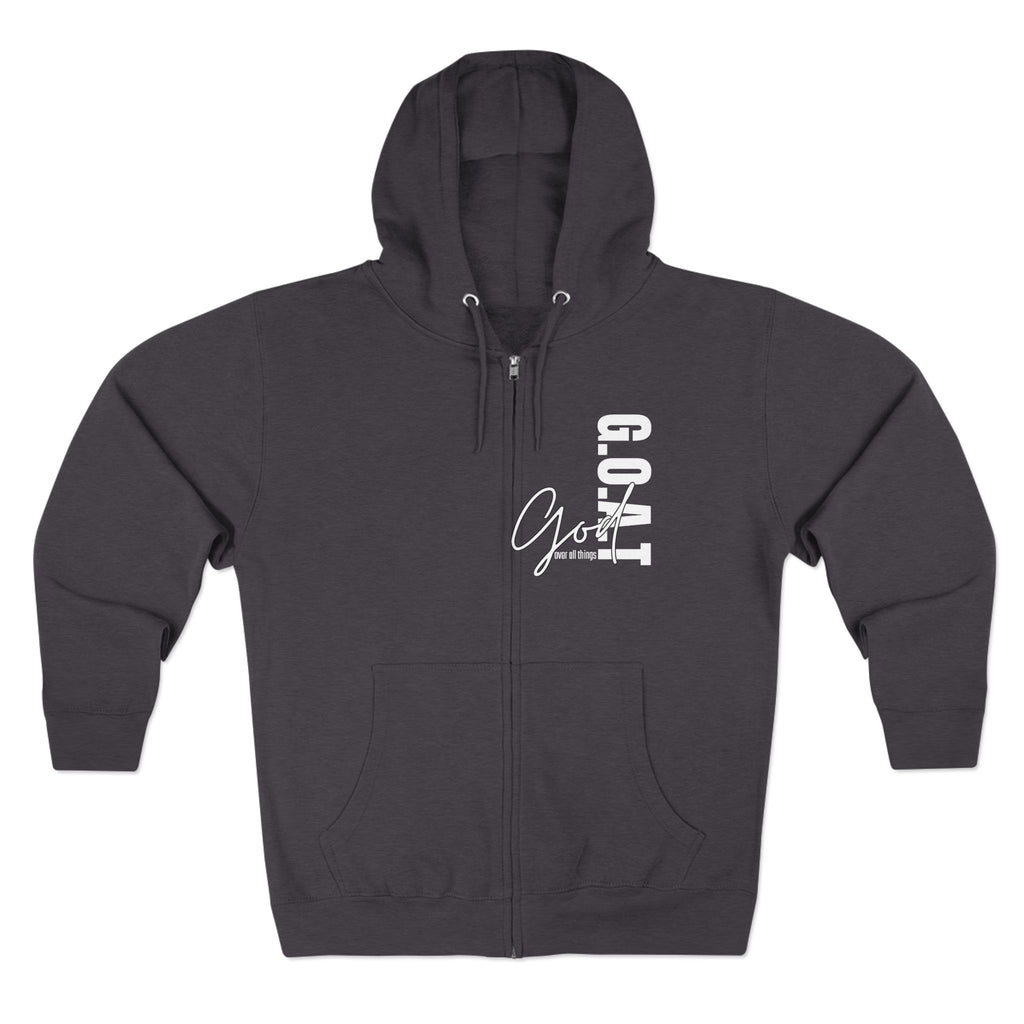 Zip Hoodie, Unisex Hoodie, Cozy Oversized Hoodie, Inspirational Apparel, Versatile Layering Piece, Gift for Motivators, Goat God T-shirt