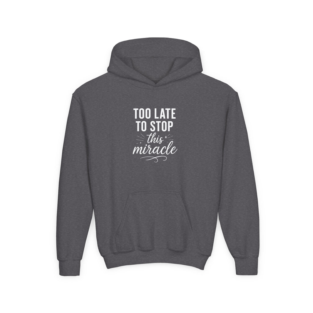 Miracle Hooded Sweatshirt for Youth, Inspirational Sweatshirt, Cozy Hoodie, Youth Pullover, Perfect Gift for Teens, Faith Apparel