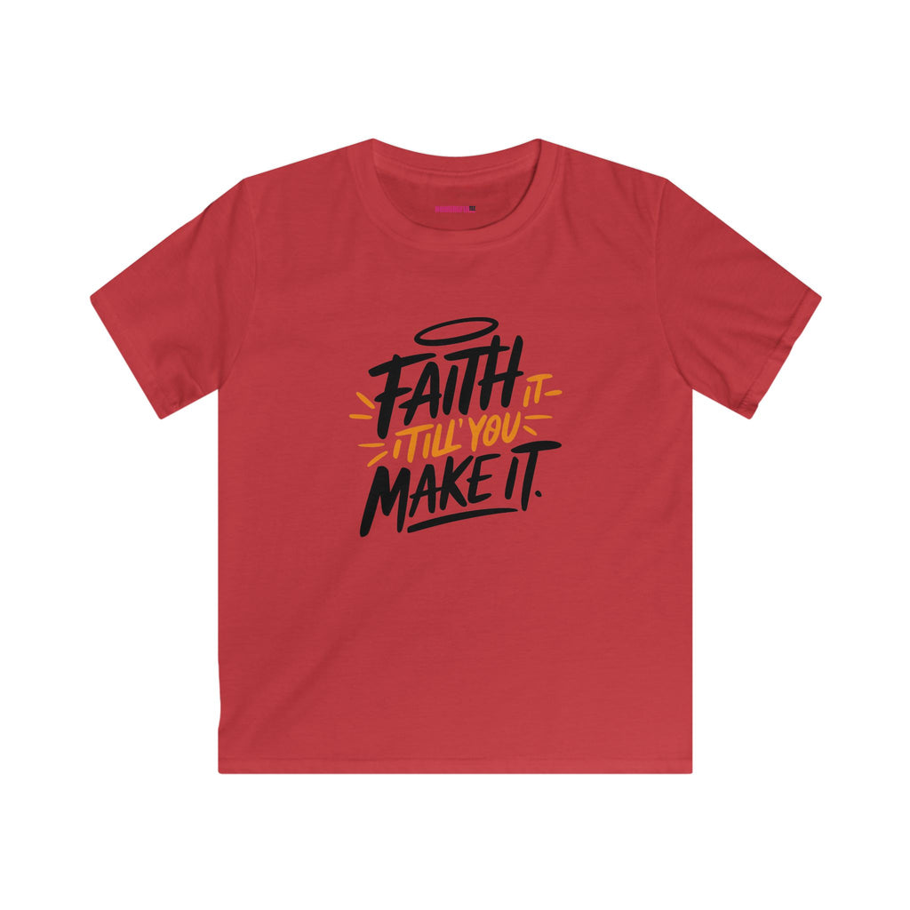 Faith Kids Softstyle Tee, Inspirational T-Shirt, Youth Motivational Shirt, Encouragement Gift for Kids, White Graphic Tee