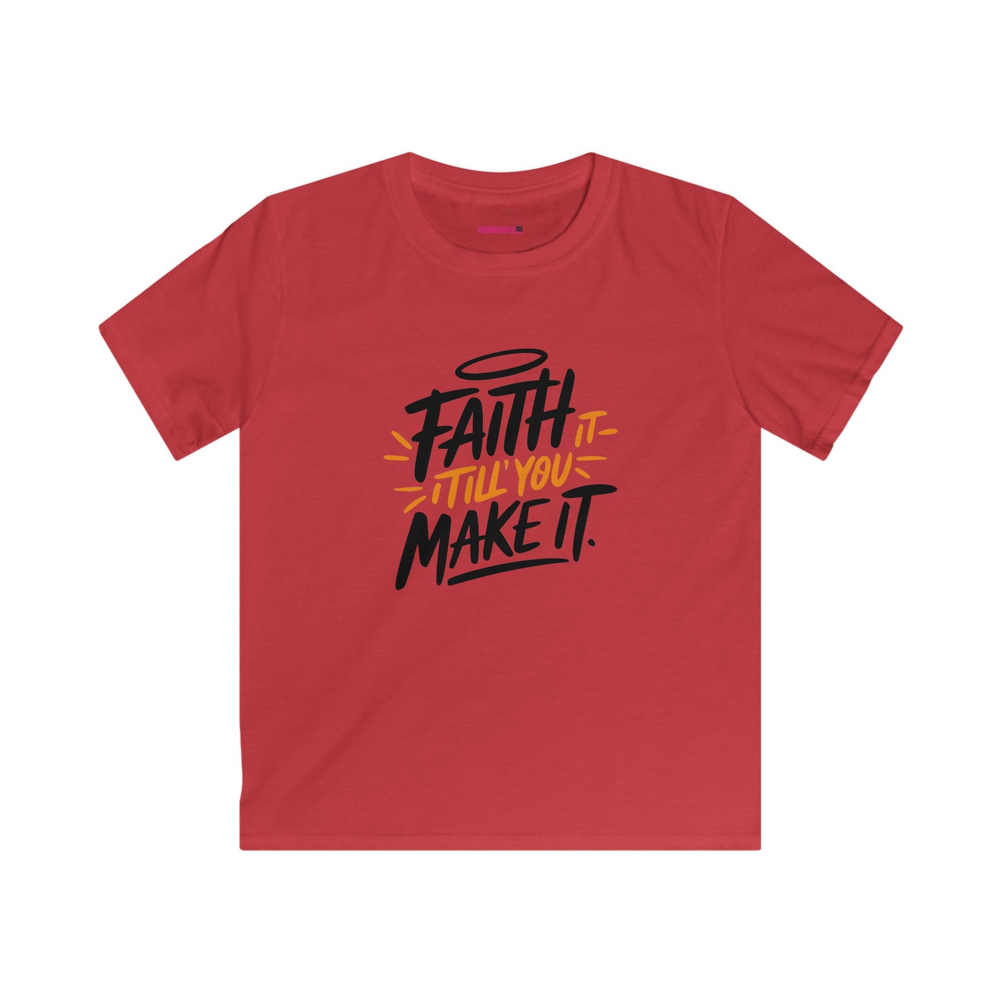 Faith Kids Softstyle Tee, Inspirational T-Shirt, Youth Motivational Shirt, Encouragement Gift for Kids, White Graphic Tee