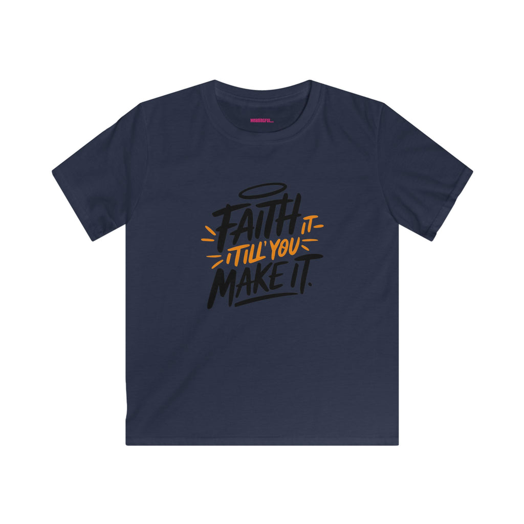 Faith Kids Softstyle Tee, Inspirational T-Shirt, Youth Motivational Shirt, Encouragement Gift for Kids, White Graphic Tee