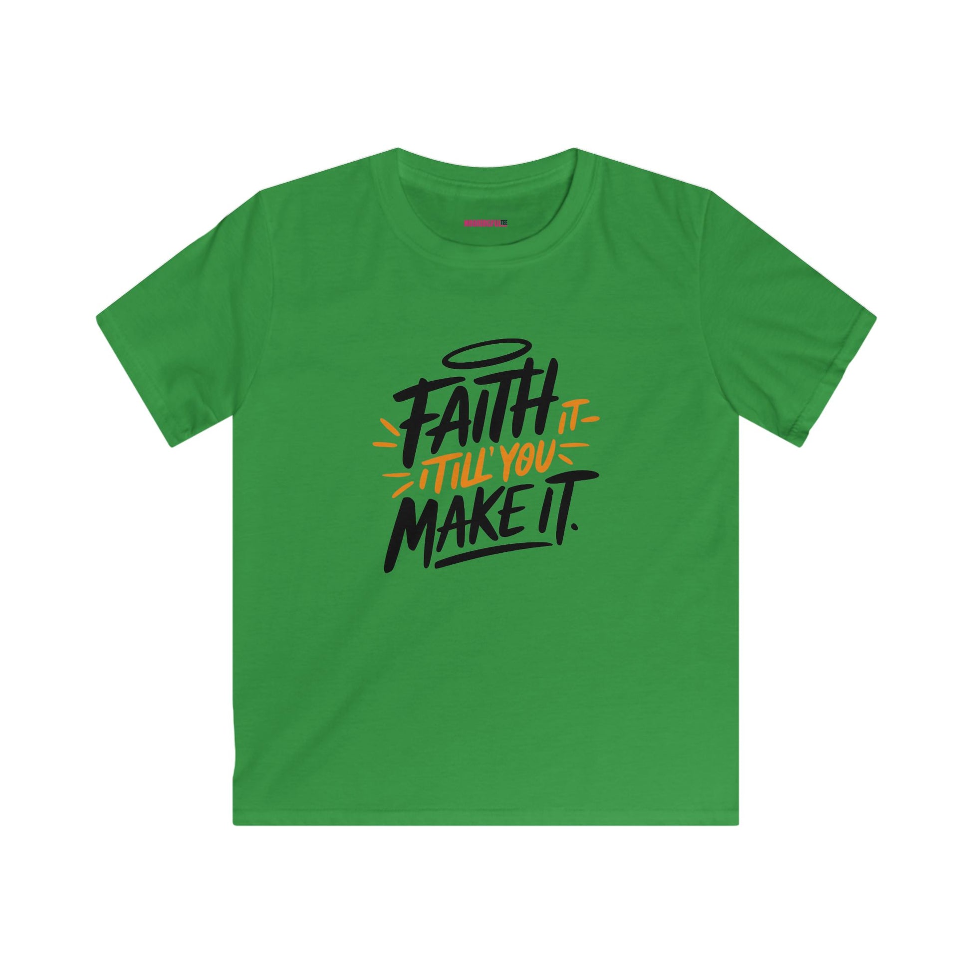 Faith Kids Softstyle Tee, Inspirational T-Shirt, Youth Motivational Shirt, Encouragement Gift for Kids, White Graphic Tee