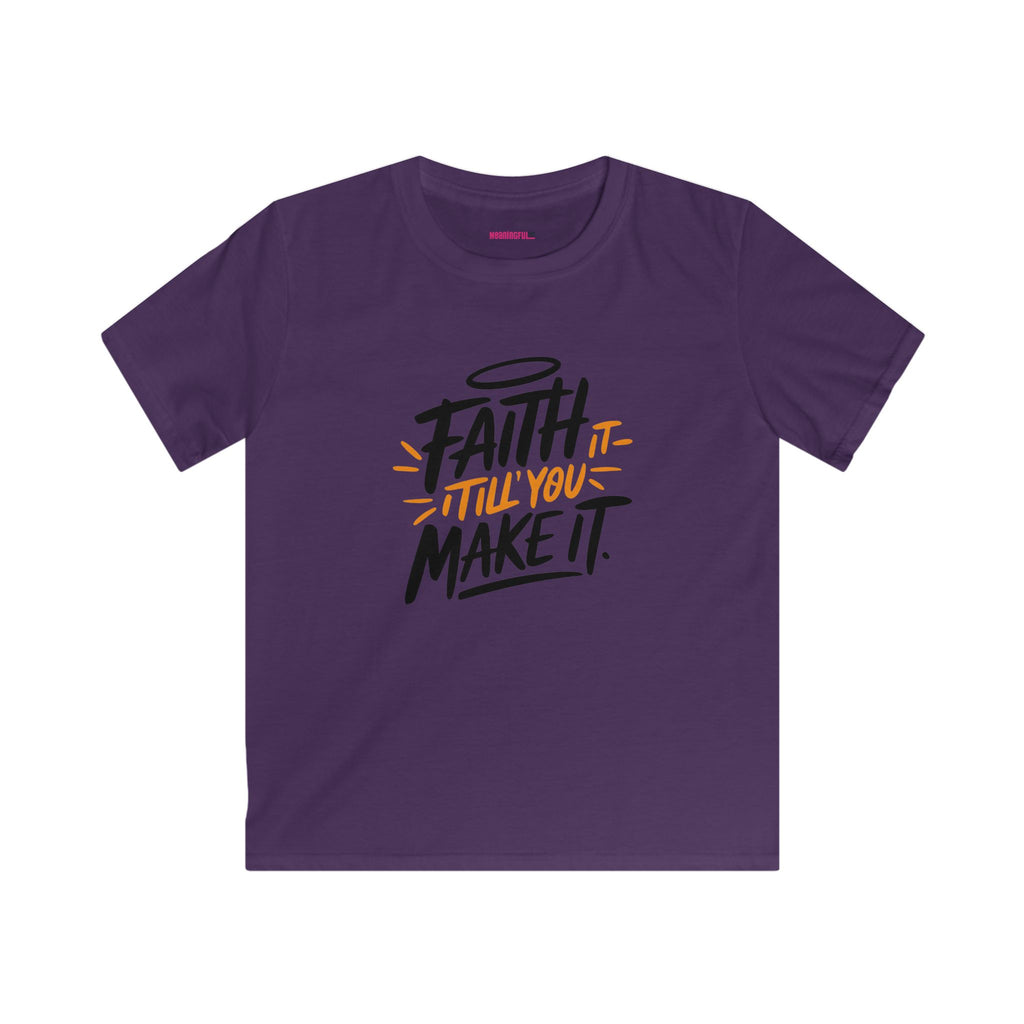 Faith Kids Softstyle Tee, Inspirational T-Shirt, Youth Motivational Shirt, Encouragement Gift for Kids, White Graphic Tee