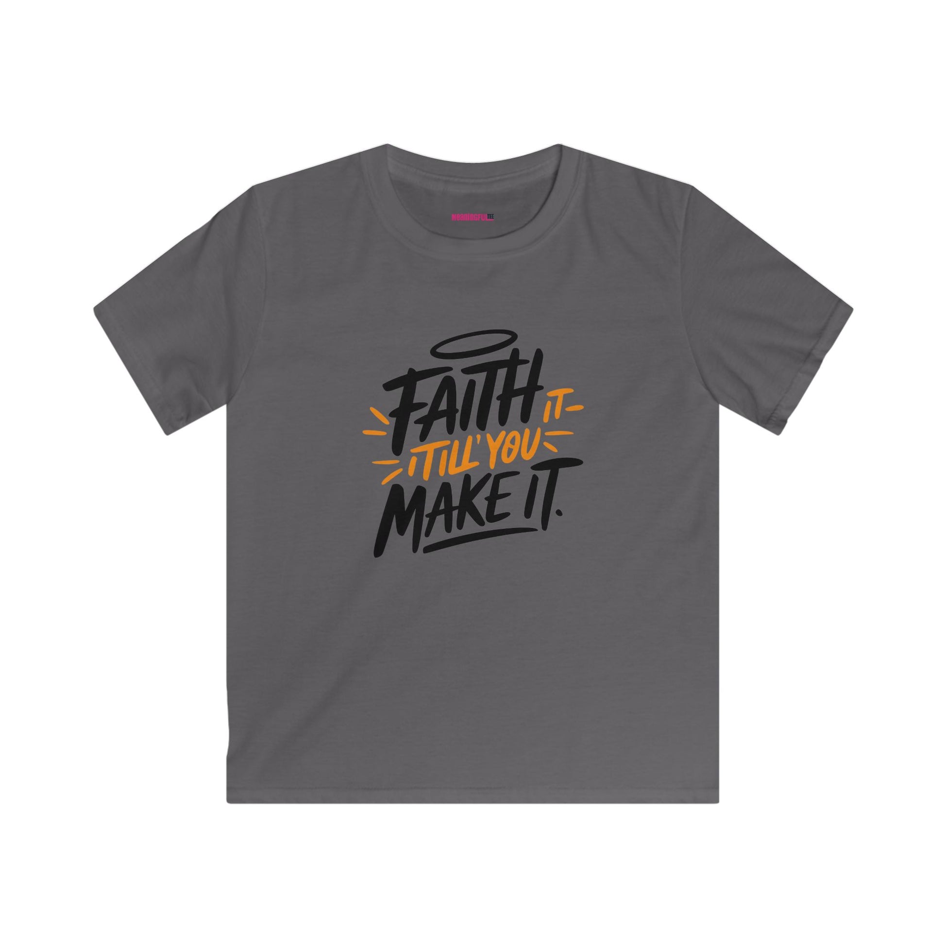 Faith Kids Softstyle Tee, Inspirational T-Shirt, Youth Motivational Shirt, Encouragement Gift for Kids, White Graphic Tee