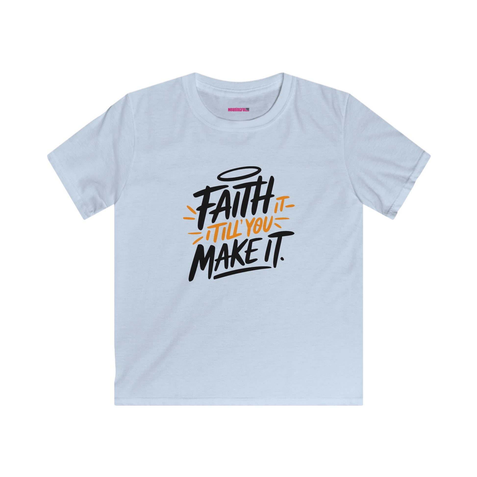 Faith Kids Softstyle Tee, Inspirational T-Shirt, Youth Motivational Shirt, Encouragement Gift for Kids, White Graphic Tee