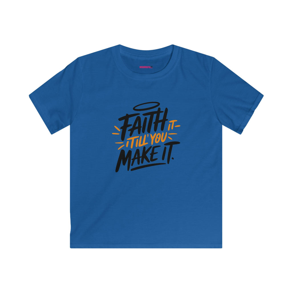 Faith Kids Softstyle Tee, Inspirational T-Shirt, Youth Motivational Shirt, Encouragement Gift for Kids, White Graphic Tee