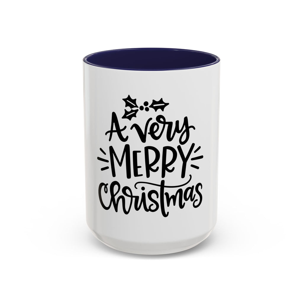 Very Merry Christmas Coffee Mug, Color Accent Mug (11oz and 15 oz)