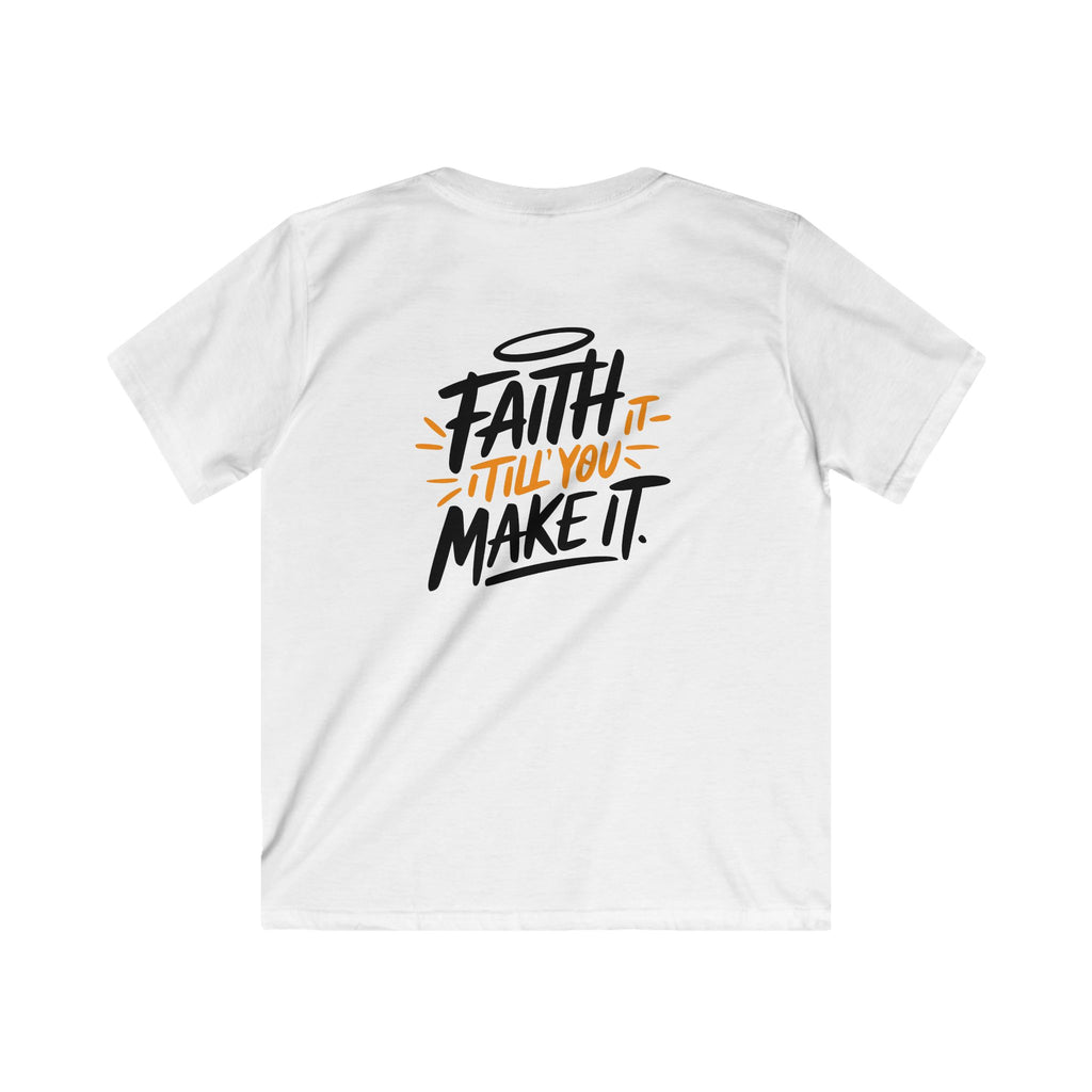 Faith Kids Softstyle Tee, Inspirational T-Shirt, Youth Motivational Shirt, Encouragement Gift for Kids, White Graphic Tee
