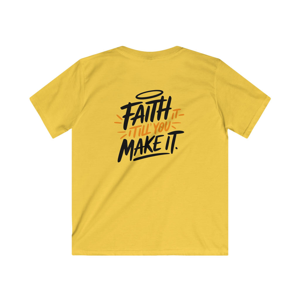 Faith Kids Softstyle Tee, Inspirational T-Shirt, Youth Motivational Shirt, Encouragement Gift for Kids, White Graphic Tee