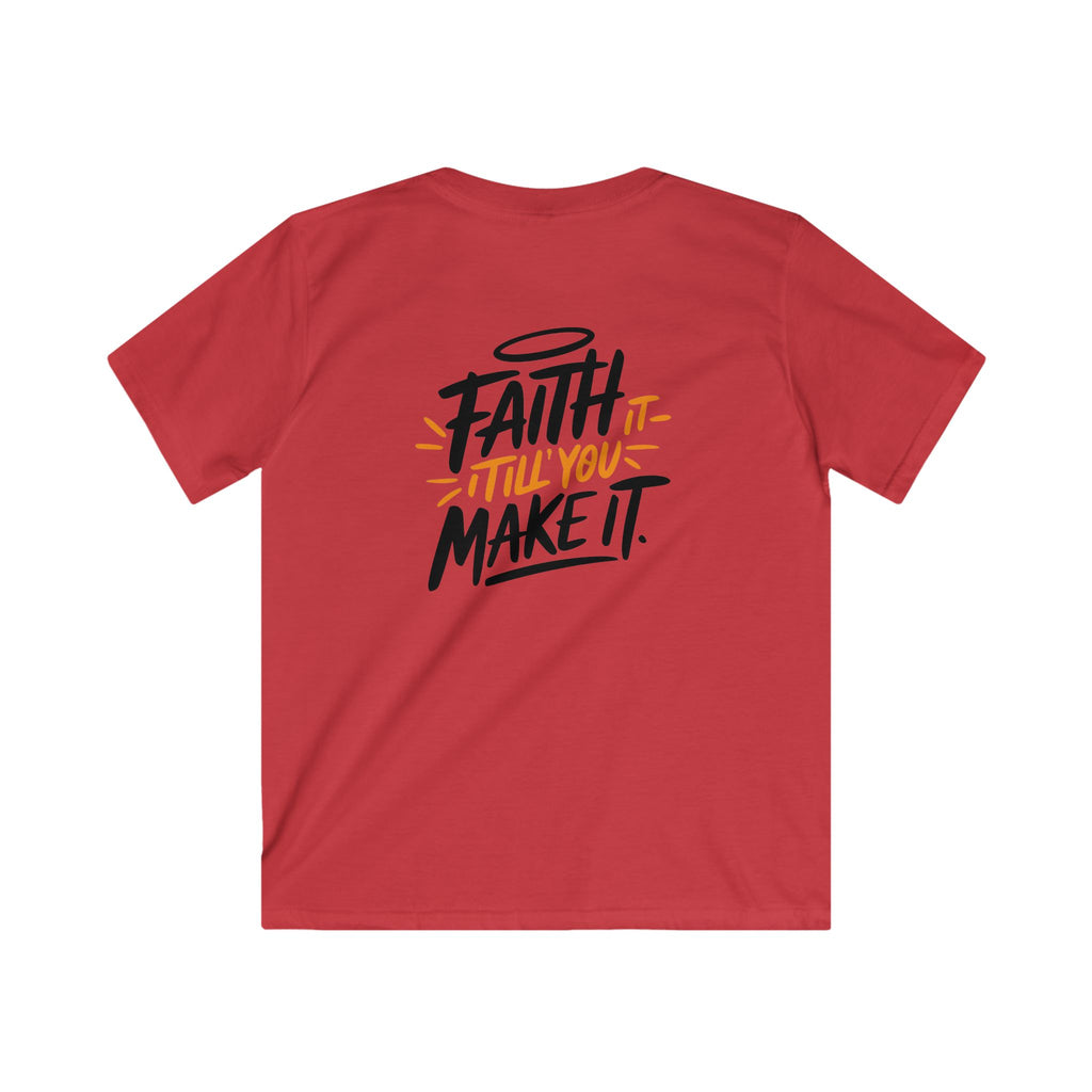 Faith Kids Softstyle Tee, Inspirational T-Shirt, Youth Motivational Shirt, Encouragement Gift for Kids, White Graphic Tee