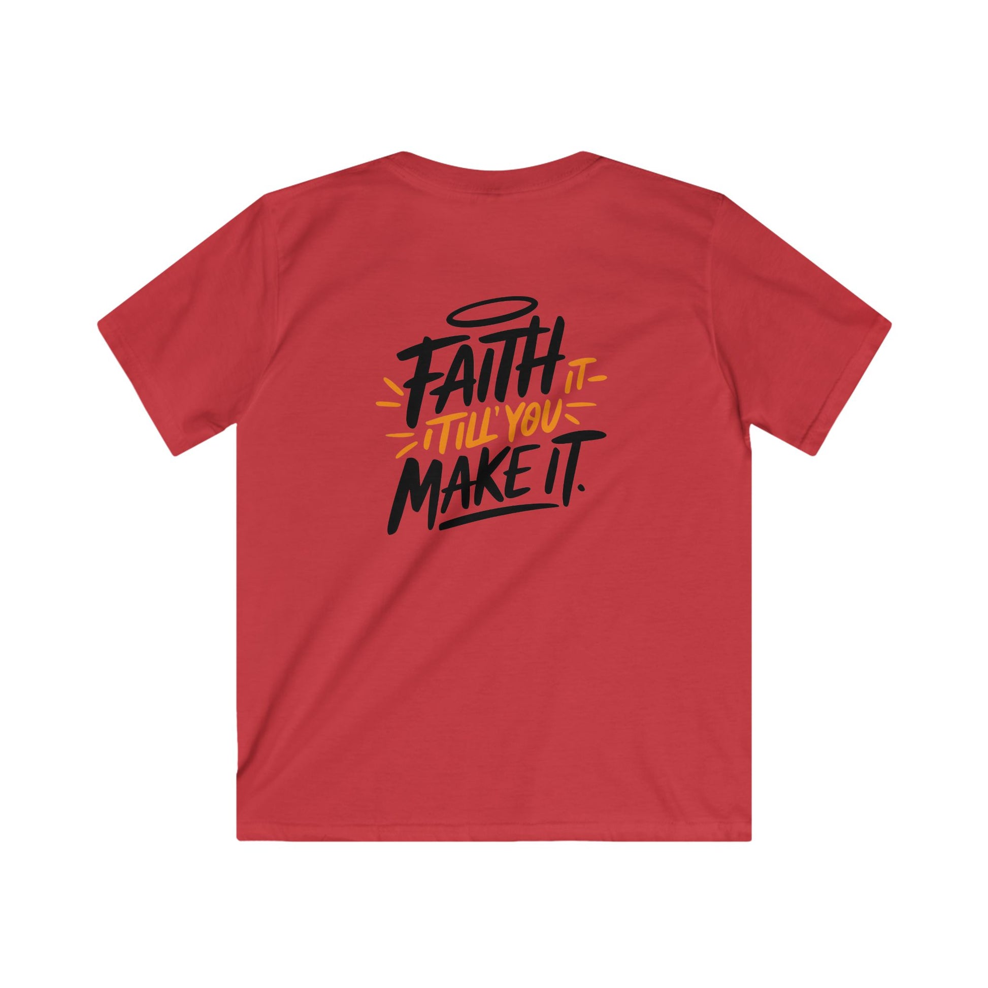 Faith Kids Softstyle Tee, Inspirational T-Shirt, Youth Motivational Shirt, Encouragement Gift for Kids, White Graphic Tee