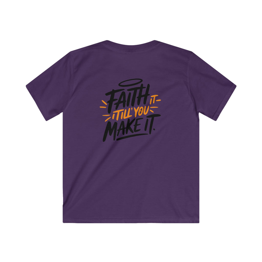 Faith Kids Softstyle Tee, Inspirational T-Shirt, Youth Motivational Shirt, Encouragement Gift for Kids, White Graphic Tee