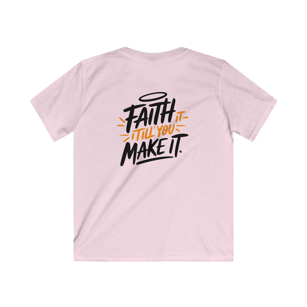 Faith Kids Softstyle Tee, Inspirational T-Shirt, Youth Motivational Shirt, Encouragement Gift for Kids, White Graphic Tee