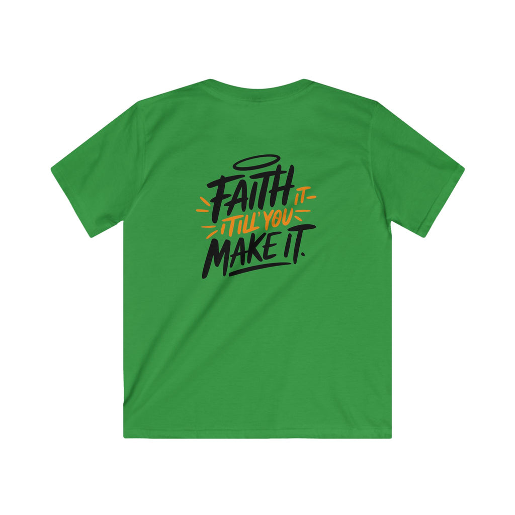 Faith Kids Softstyle Tee, Inspirational T-Shirt, Youth Motivational Shirt, Encouragement Gift for Kids, White Graphic Tee