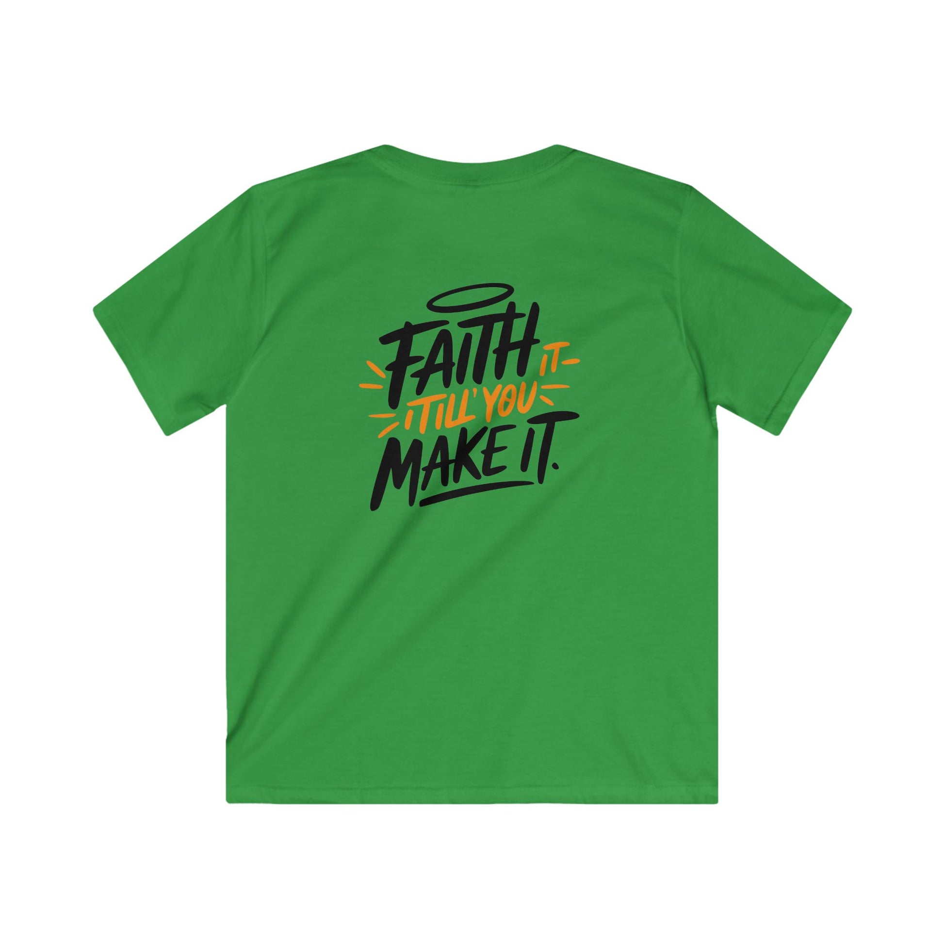 Faith Kids Softstyle Tee, Inspirational T-Shirt, Youth Motivational Shirt, Encouragement Gift for Kids, White Graphic Tee