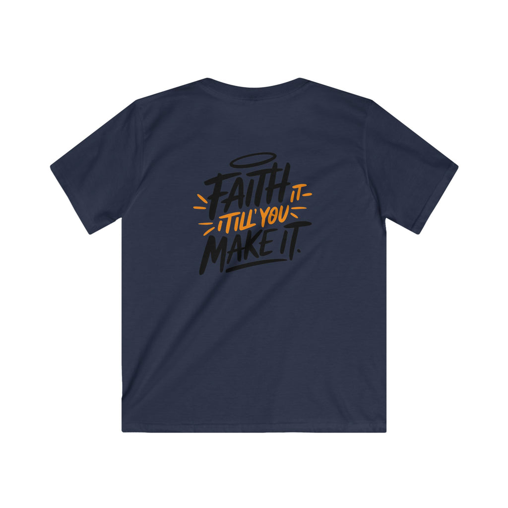 Faith Kids Softstyle Tee, Inspirational T-Shirt, Youth Motivational Shirt, Encouragement Gift for Kids, White Graphic Tee