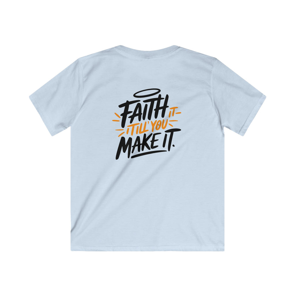 Faith Kids Softstyle Tee, Inspirational T-Shirt, Youth Motivational Shirt, Encouragement Gift for Kids, White Graphic Tee