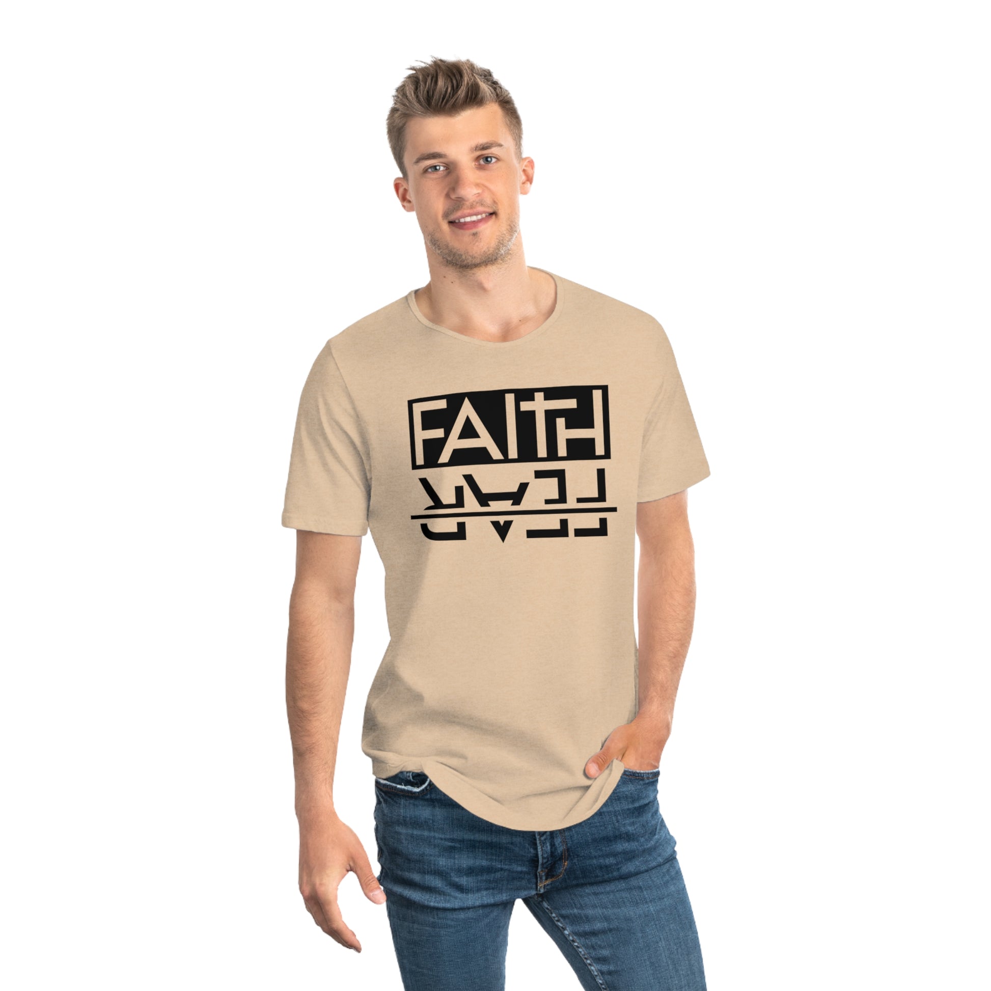 Men's Curved Hem Tee - Stylish Graphic Tee, Faith Over Fear T-shirt, Faith-based tee,  Casual Wear, Trendy Fashion, Streetwear Essential, Gift for Him