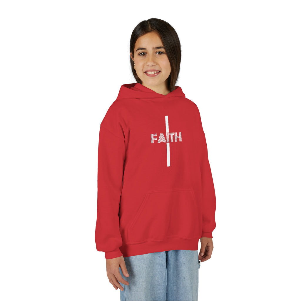 Faith Hooded Sweatshirt for Youth, Inspirational Sweatshirt, Cozy Hoodie, Youth Pullover, Perfect Gift for Teens, Faith Apparel