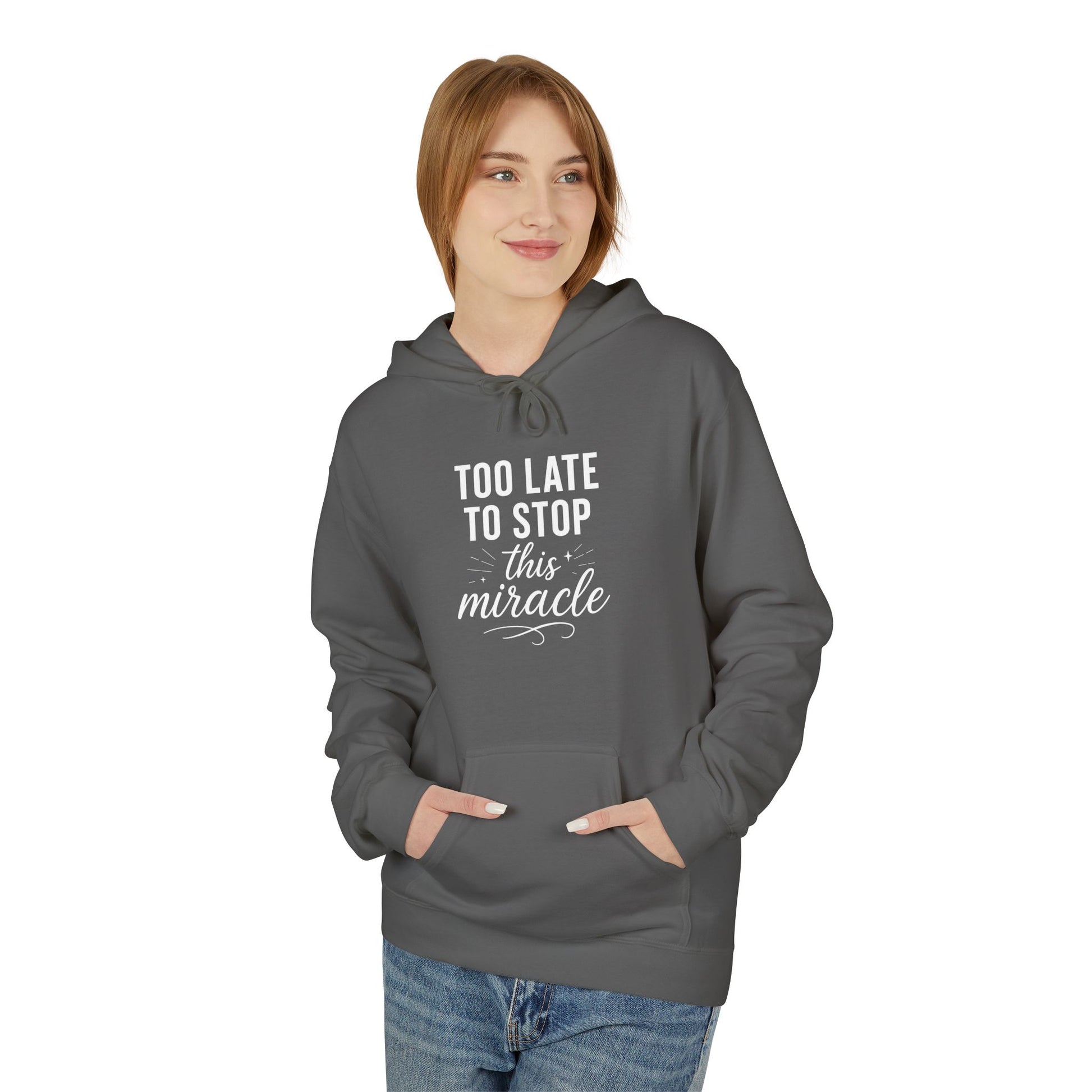 Miracle Midweight Fleece Hoodie, Cozy Casual Wear, Inspirational Gift, Faith-Driven Style, Perfect for Everyday & Holidays