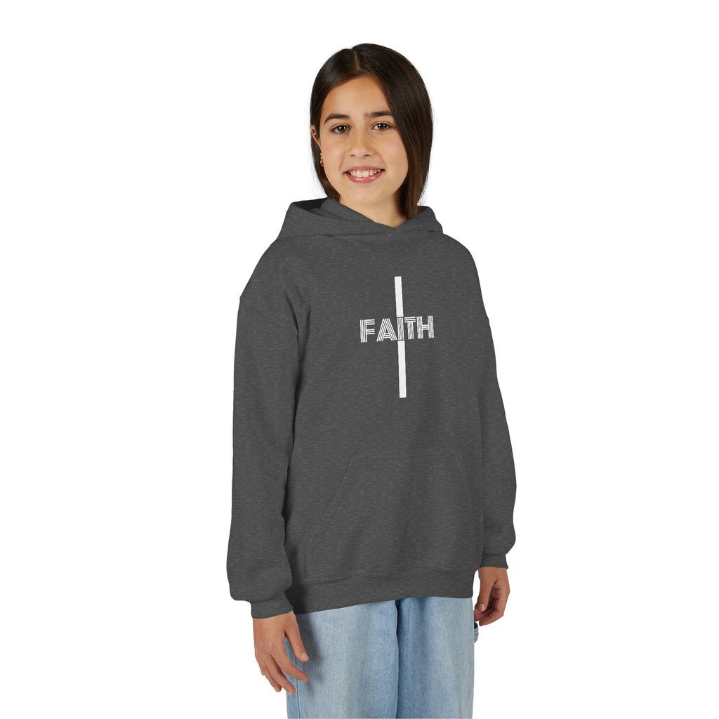 Faith Hooded Sweatshirt for Youth, Inspirational Sweatshirt, Cozy Hoodie, Youth Pullover, Perfect Gift for Teens, Faith Apparel