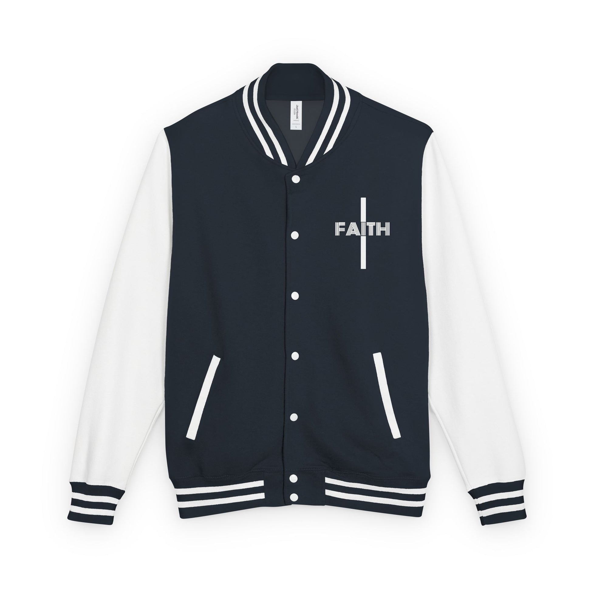 Unisex Heavyweight Letterman Jacket, Faith-based Jacket, Vintage Style Sports Jacket, College Spirit Wear, Casual Outwear, Gifts for Sports Lovers, Fall Fashion