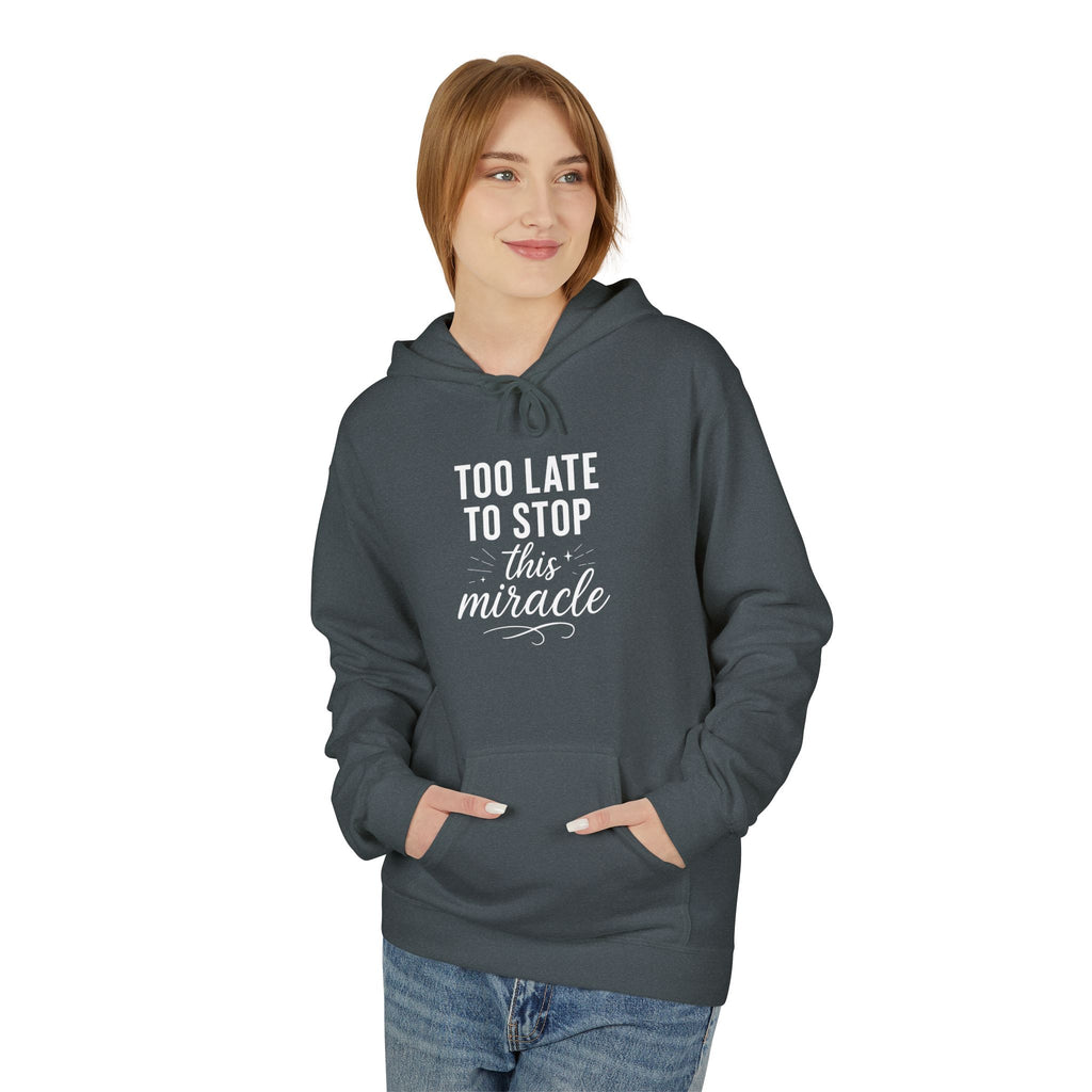Miracle Midweight Fleece Hoodie, Cozy Casual Wear, Inspirational Gift, Faith-Driven Style, Perfect for Everyday & Holidays