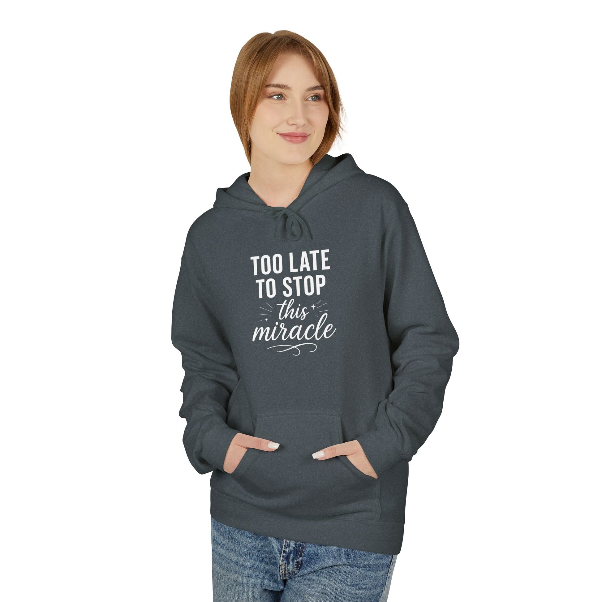 Miracle Midweight Fleece Hoodie, Cozy Casual Wear, Inspirational Gift, Faith-Driven Style, Perfect for Everyday & Holidays