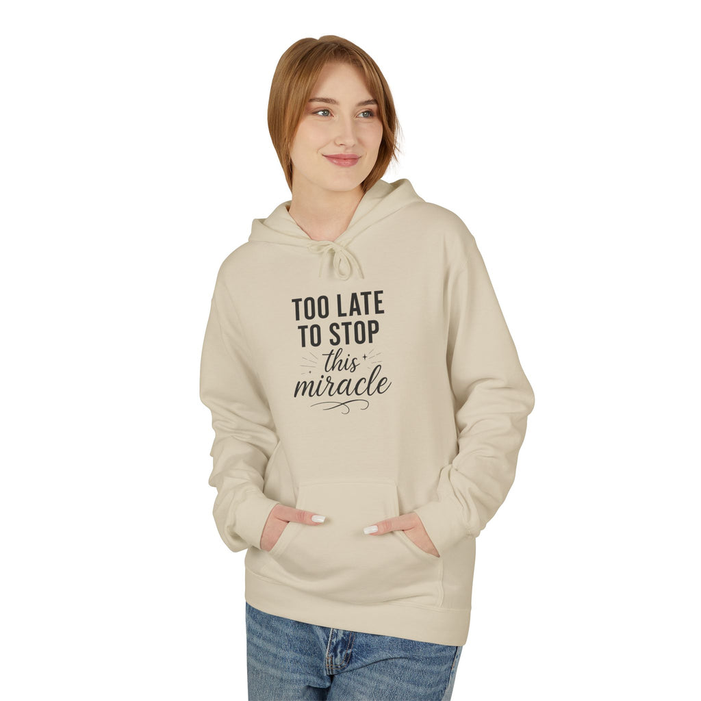 Miracle Midweight Fleece Hoodie, Cozy Casual Wear, Inspirational Gift, Faith-Driven Style, Perfect for Everyday & Holidays