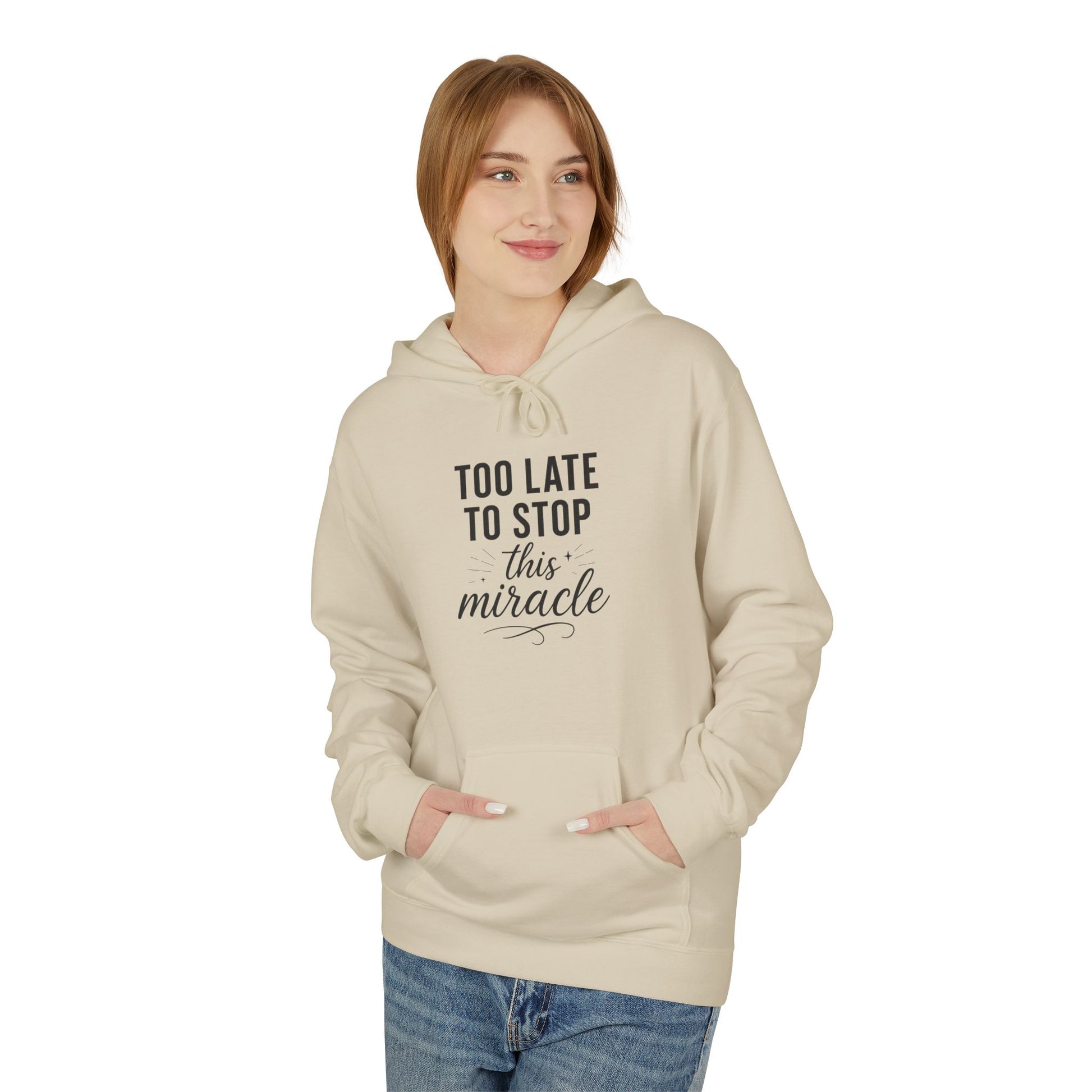 Miracle Midweight Fleece Hoodie, Cozy Casual Wear, Inspirational Gift, Faith-Driven Style, Perfect for Everyday & Holidays
