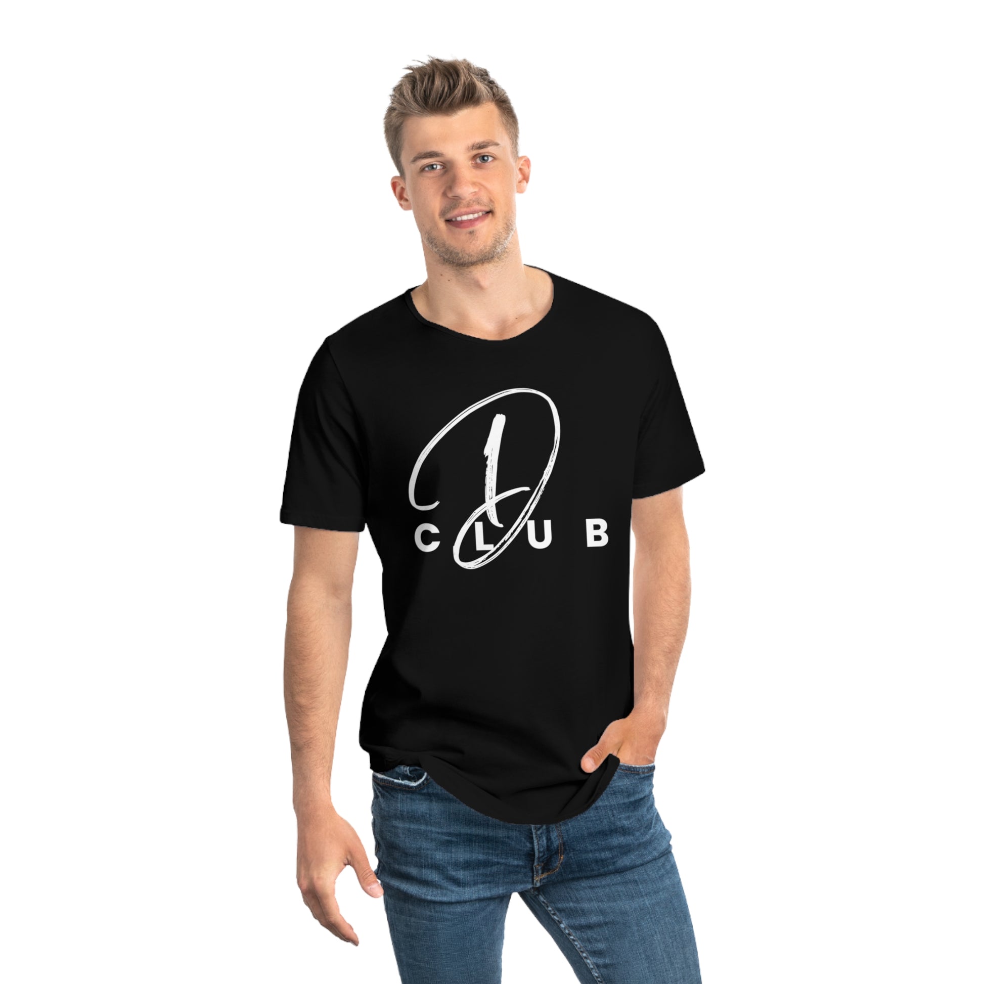 Men's Curved Hem Tee - Stylish Graphic Tee, D Club T-shirt, Casual Wear, Trendy Fashion, Streetwear Essential, Gift for Him