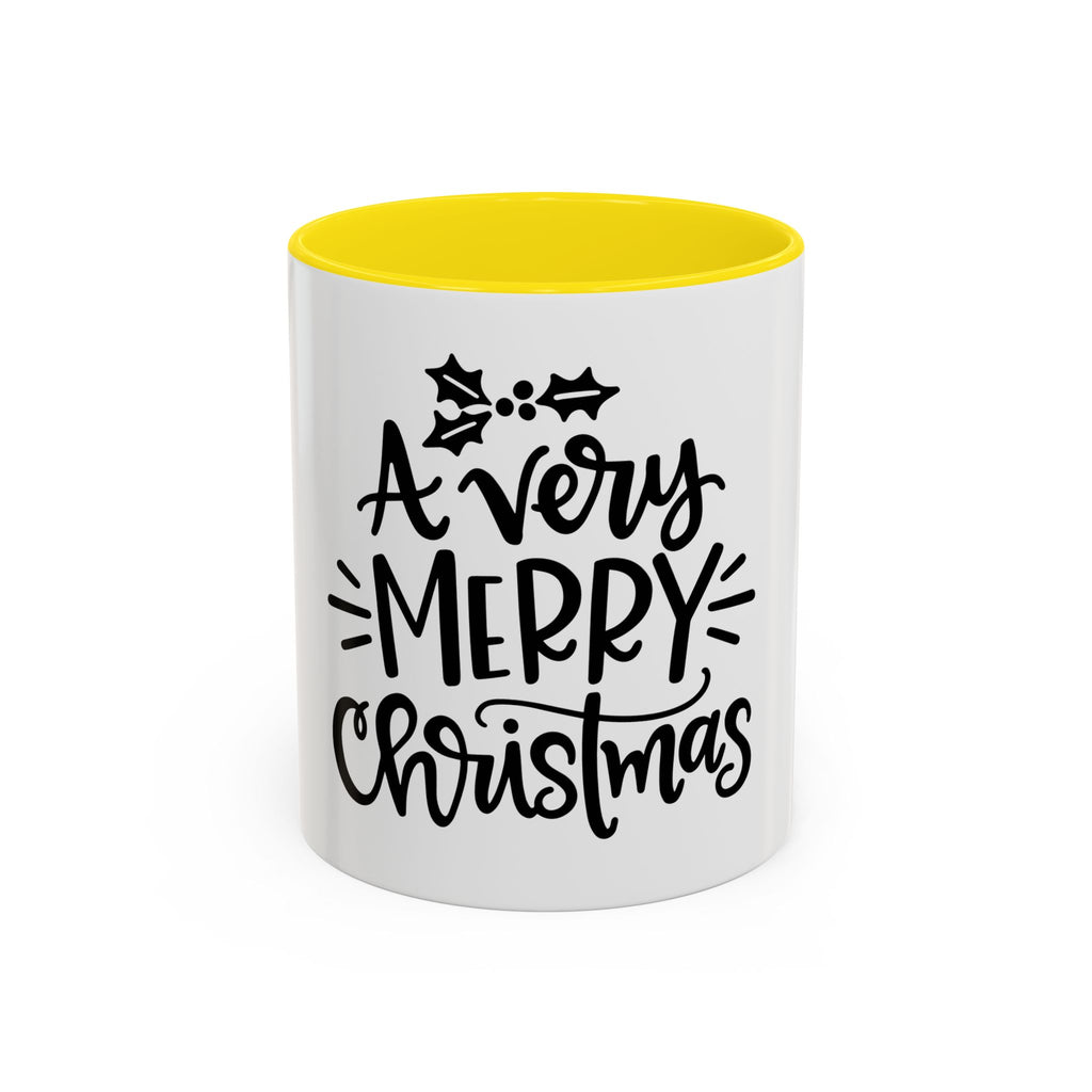Very Merry Christmas Coffee Mug, Color Accent Mug (11oz and 15 oz)