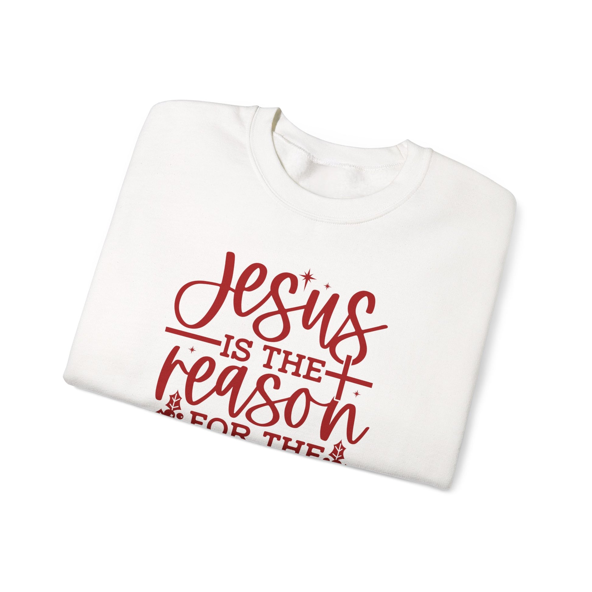 Jesus is the Reason for the Season, Christmas Crewneck Sweatshirt Fabric Knit Long Sleeve Winter Casual Soft Medium Length Hoodie for Men and Women