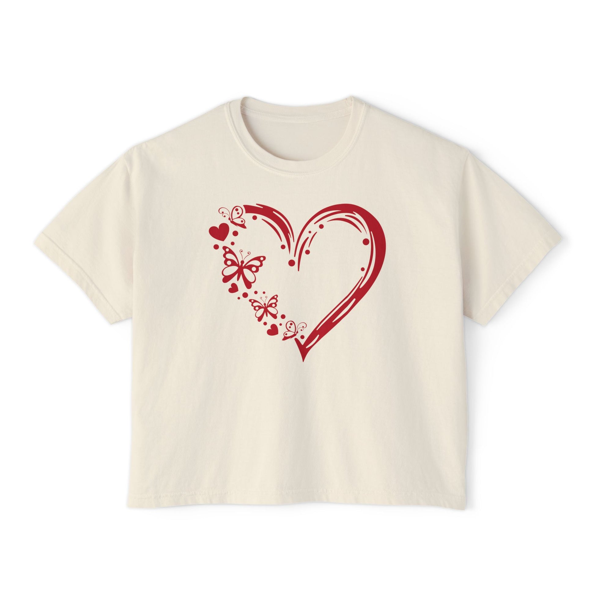Valentine Red Butterfly Heart Women's Boxy Tee