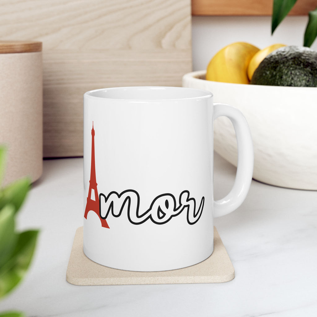 Paris Love Ceramic Mug — Eiffel Tower Coffee Cup (11oz/15oz)